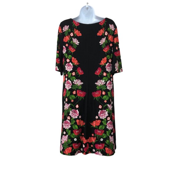 Jessica Howard Black Pink Floral Short Sleeve Lined Dress Size 14 - Picture 5 of 7